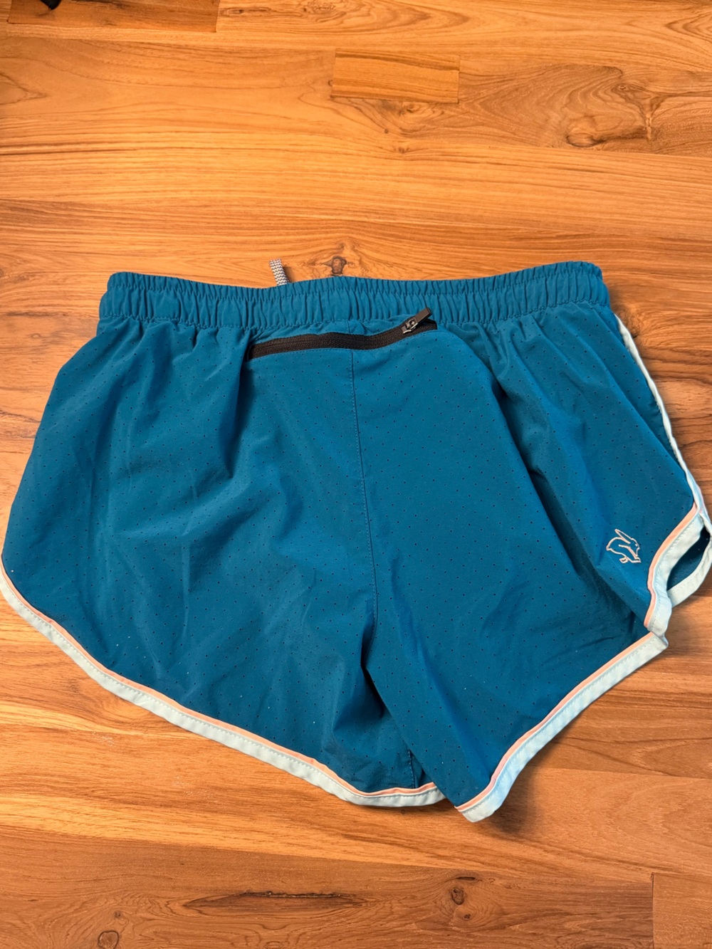 Rabbit Repeat 2 Women’s Athletic Shorts - Teal with Contrast Trim small - Picture 3 of 4